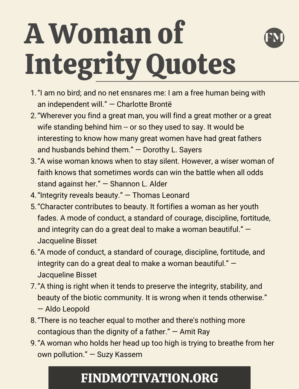 A Woman of Integrity Quotes