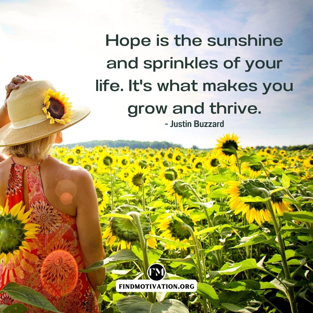 Hope is the sunshine and sprinkles of your life. It's what makes you grow and thrive