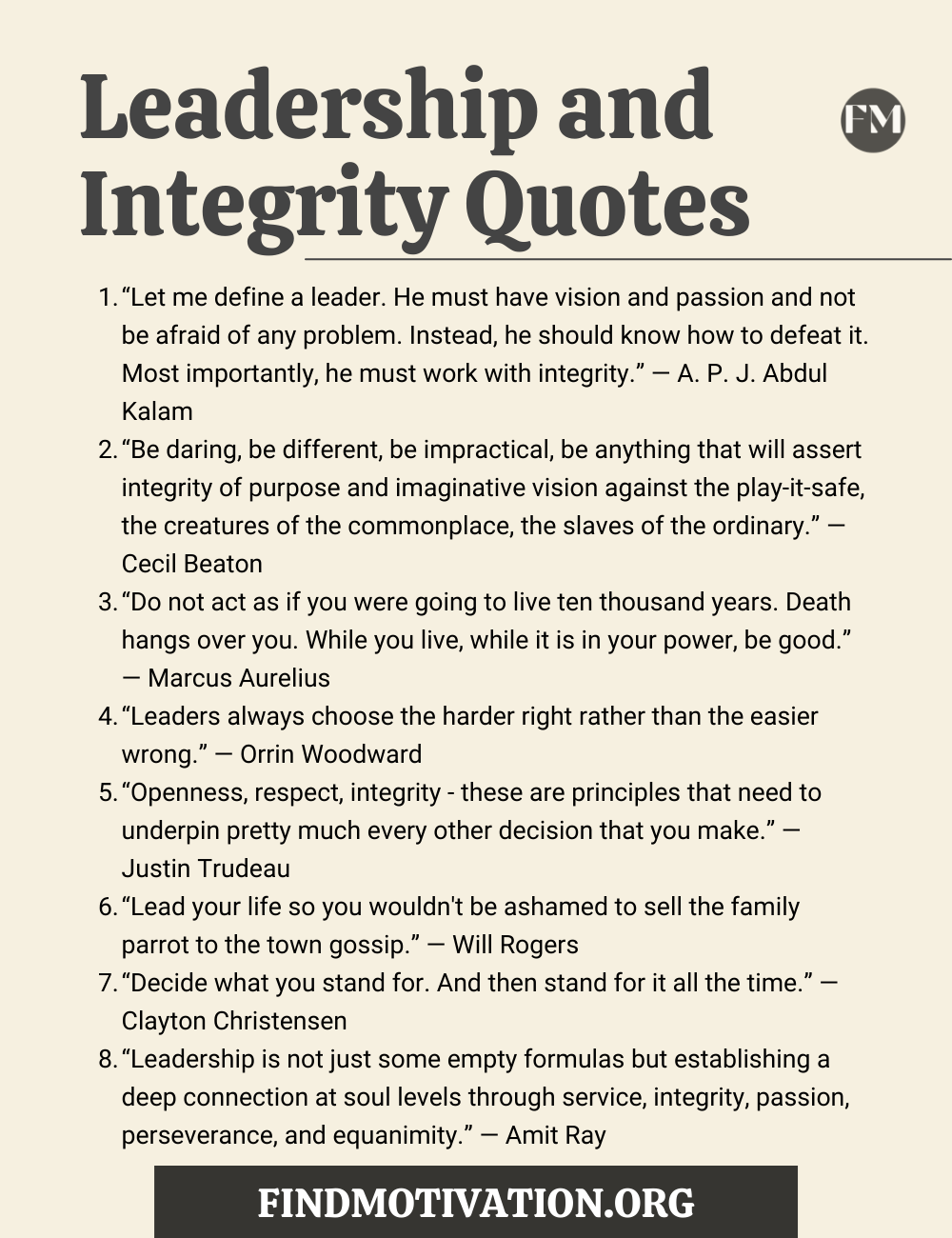 Leadership and Integrity Quotes