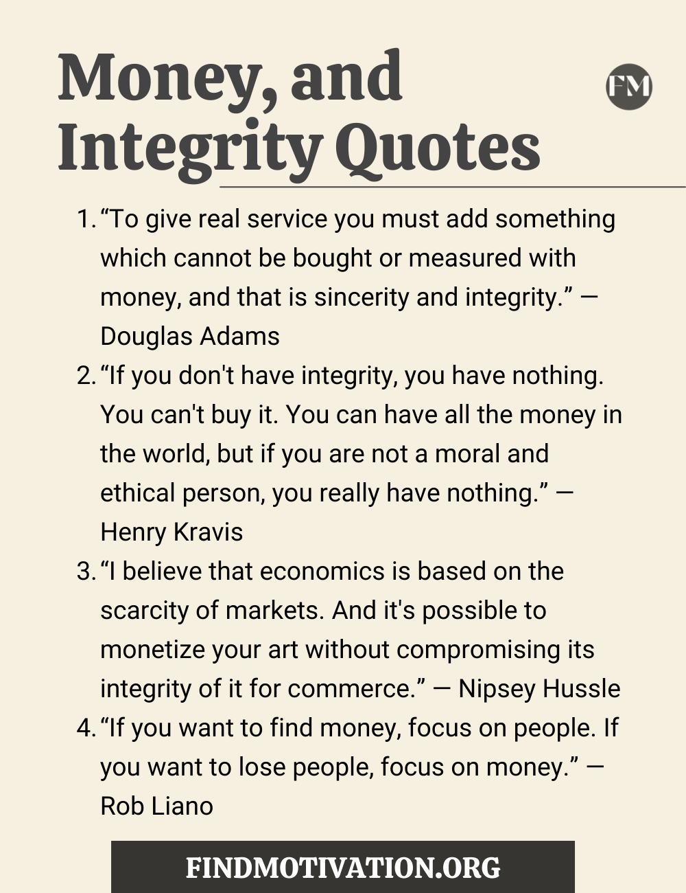 Money, and Integrity Quotes