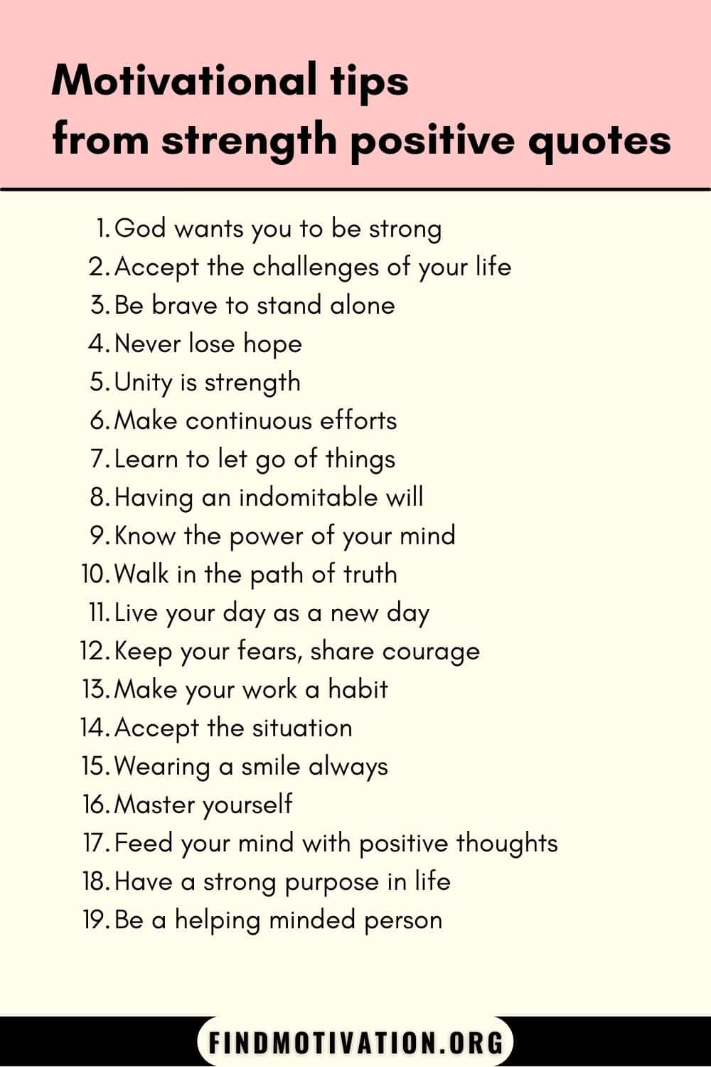 Tips from Strength positive quotes for the day with some learning ways to become more strong