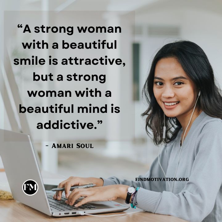 A strong woman with a beautiful smile is attractive