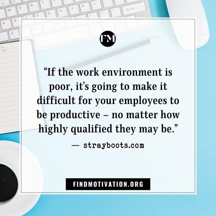 Learning quotes about the work environment from popular websites to focus on your work